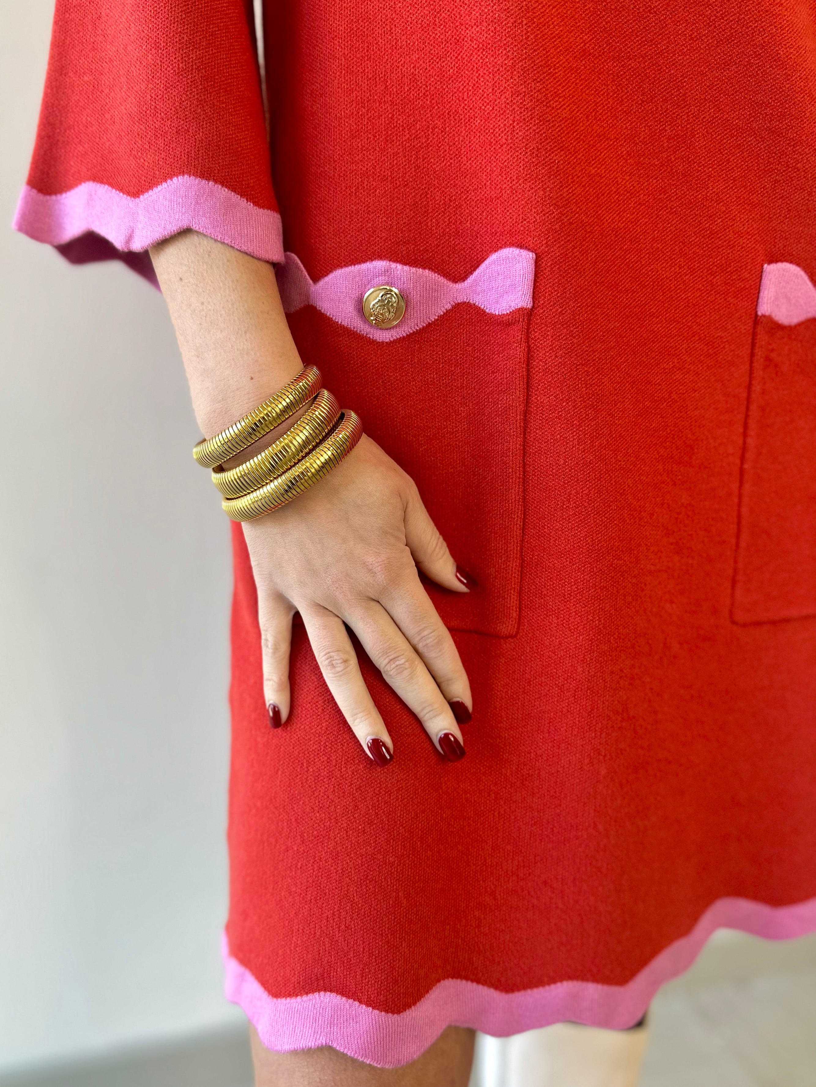 Contrast Scallop Sweater Dress