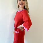 Contrast Scallop Sweater Dress