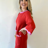 Contrast Scallop Sweater Dress