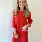 Contrast Scallop Sweater Dress