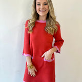 Contrast Scallop Sweater Dress