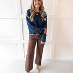 Contrast Stitch Sweater - Navy