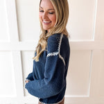 Contrast Stitch Sweater - Navy