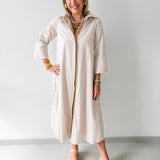Contrast Striped Midi Shirt Dress