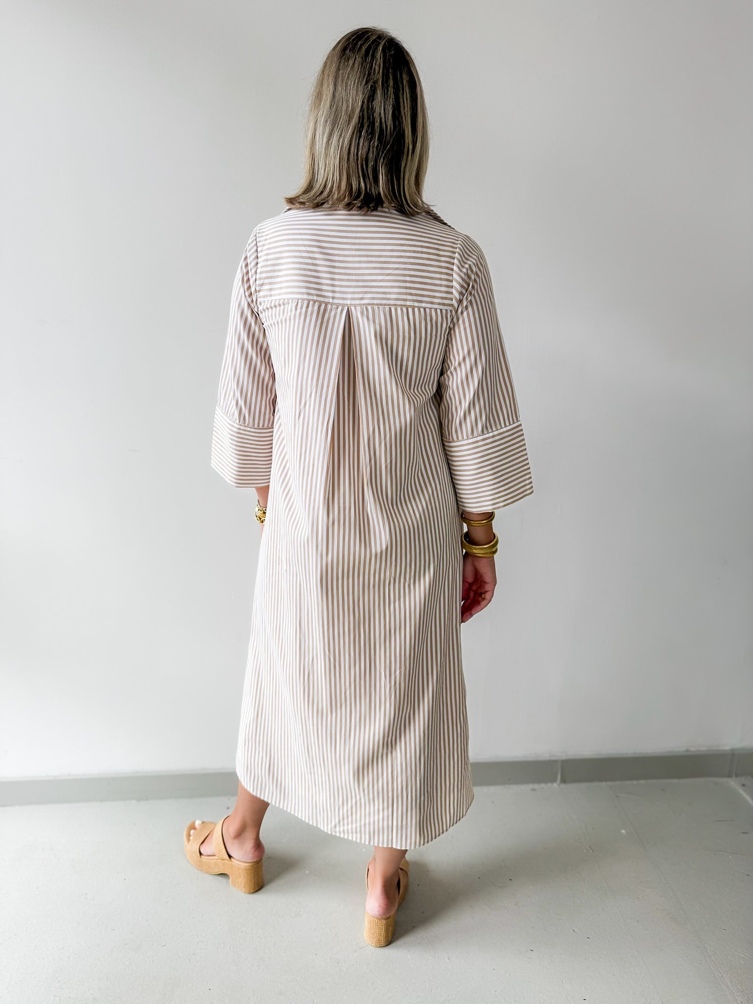 Contrast Striped Midi Shirt Dress