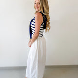 Contrast Sweater Overlay Midi Dress