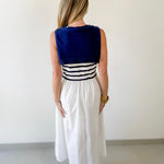 Contrast Sweater Overlay Midi Dress