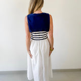 Contrast Sweater Overlay Midi Dress
