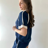 Contrast Top & Shorts Set - Navy