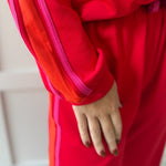 Contrast Trim Crew top & Pant Set - Red