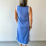 Contrast Trim Round Neck Dress - Chambray