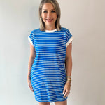 Contrast trim striped t-shirt dress