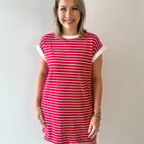 Contrast trim striped t-shirt dress