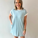 Contrast trim striped t-shirt dress