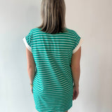 Contrast trim striped t-shirt dress