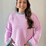 Contrast Trim Wide Boat Neck Sweater