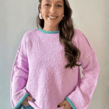 Contrast Trim Wide Boat Neck Sweater