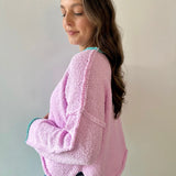 Contrast Trim Wide Boat Neck Sweater