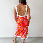 Contrast Wave Tropical Print Dress