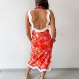 Contrast Wave Tropical Print Dress