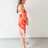 Contrast Wave Tropical Print Dress