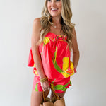 Coral Strap Top & Short Set