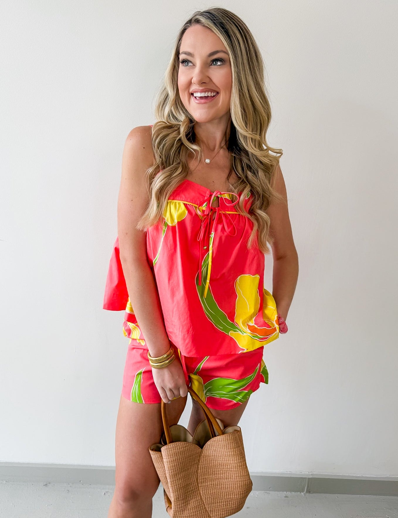 Coral Strap Top & Short Set