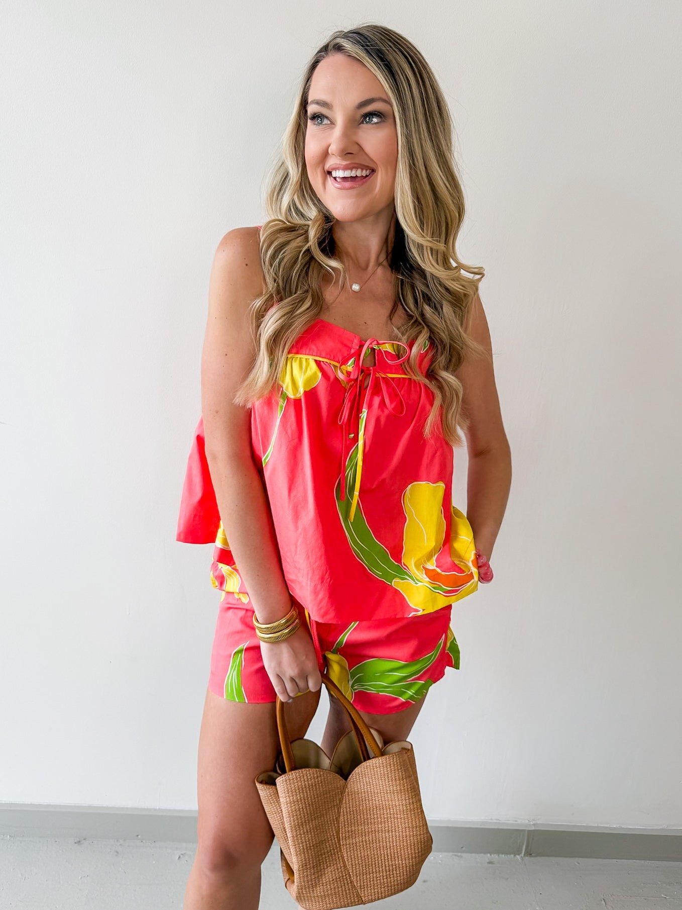 Coral Strap Top & Short Set