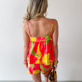Coral Strap Top & Short Set