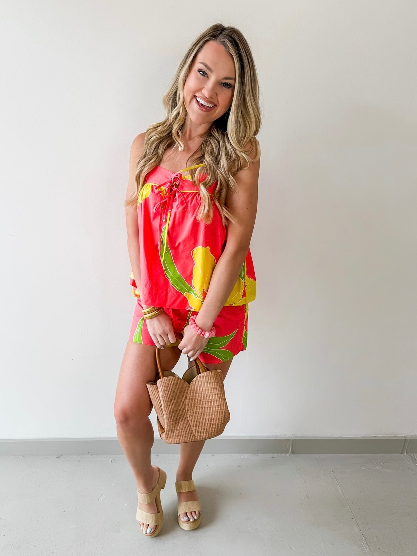 Coral Strap Top & Short Set