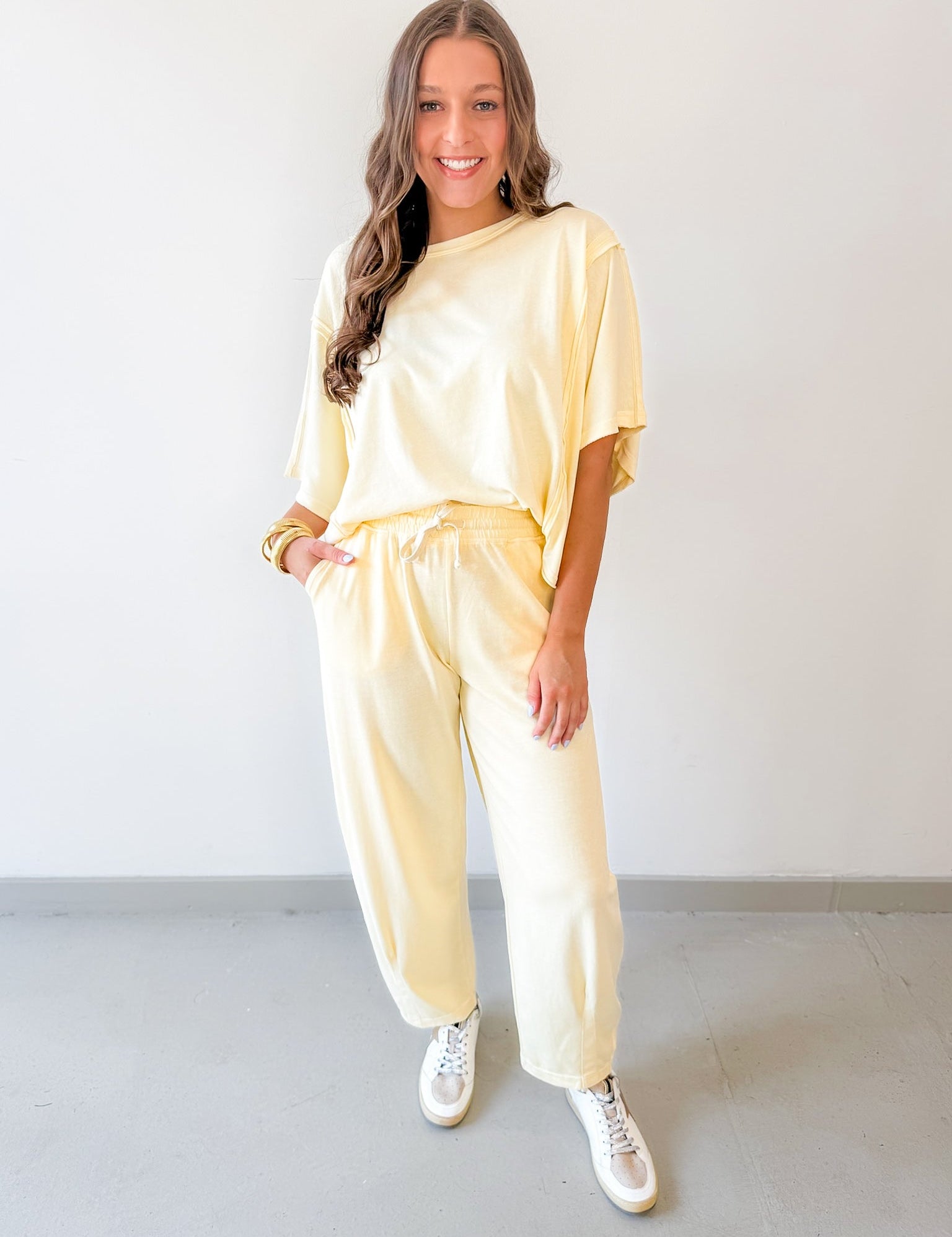 Cotton Poly Oversized Top & Barrel Pant Set
