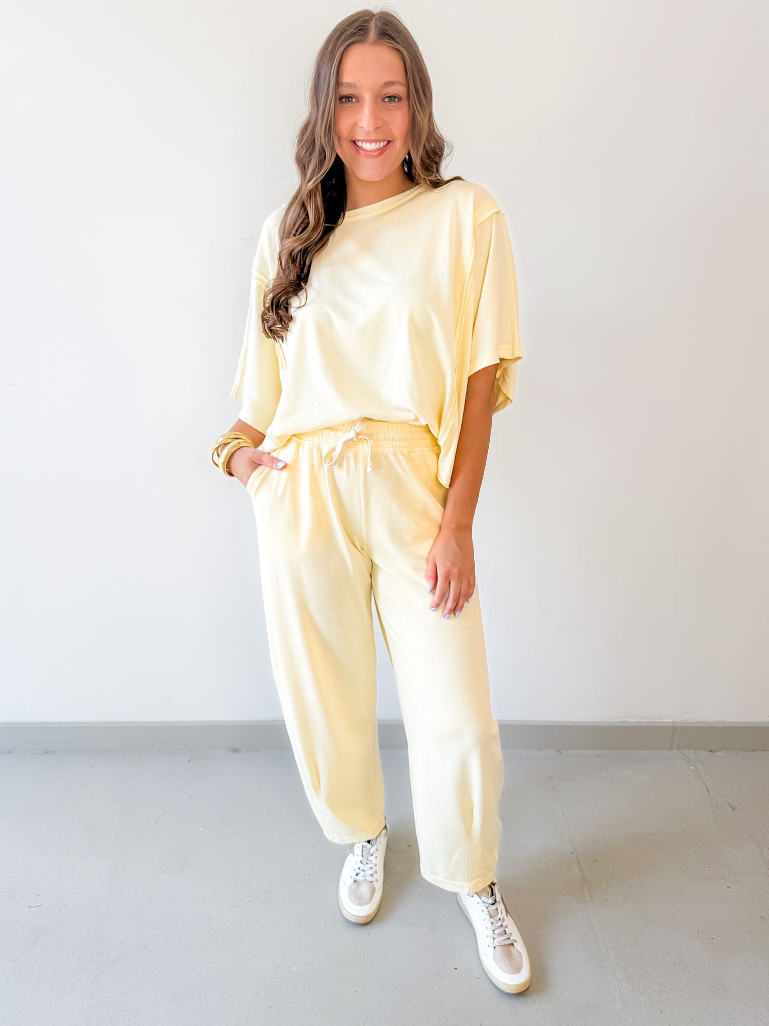 Cotton Poly Oversized Top & Barrel Pant Set