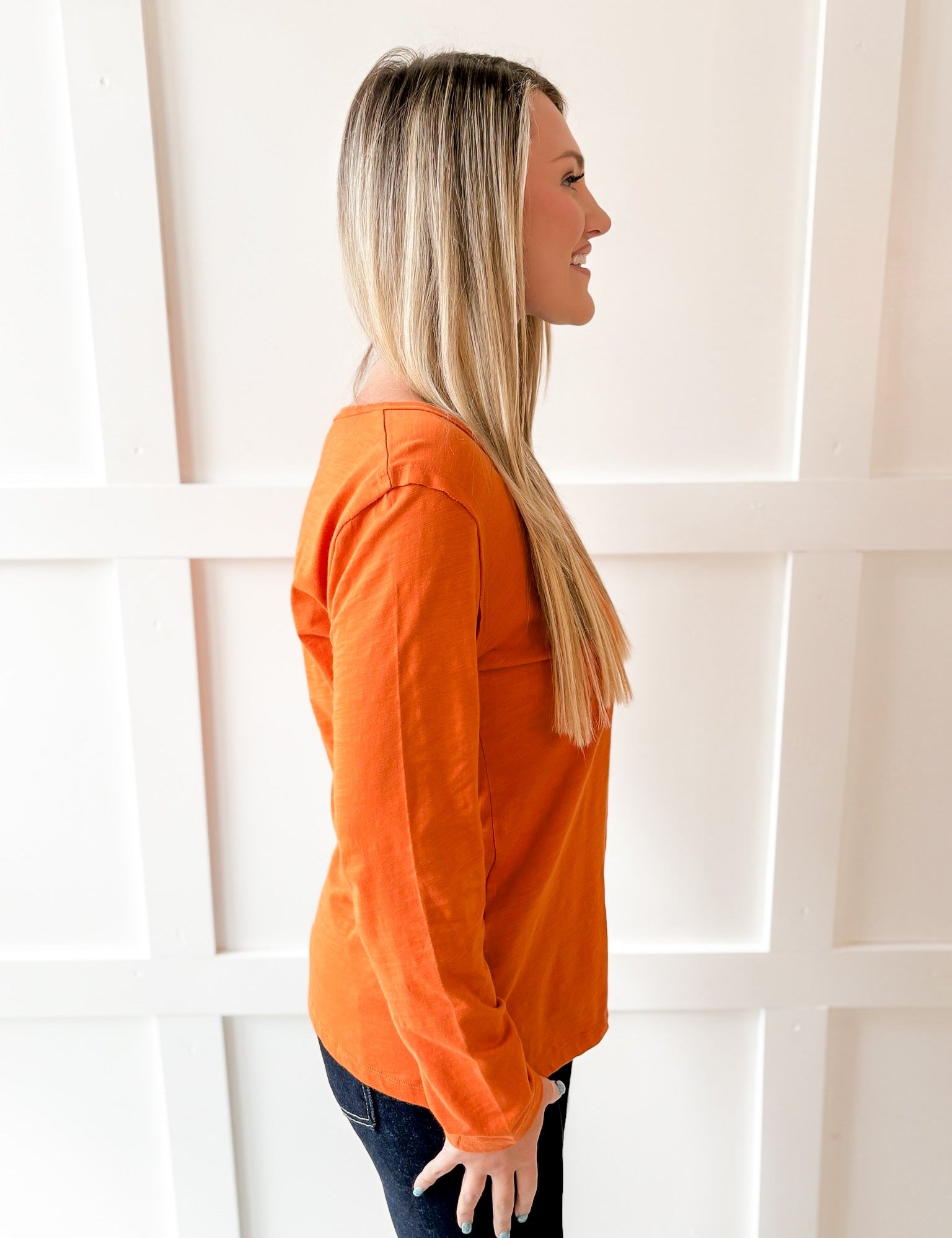 Cotton Slub Pocket Tee -Rust
