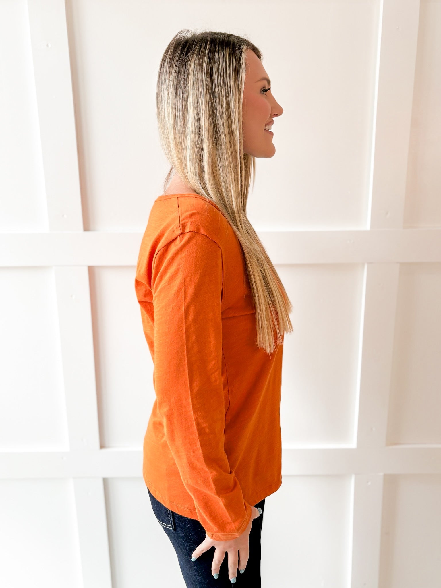 Cotton Slub Pocket Tee -Rust
