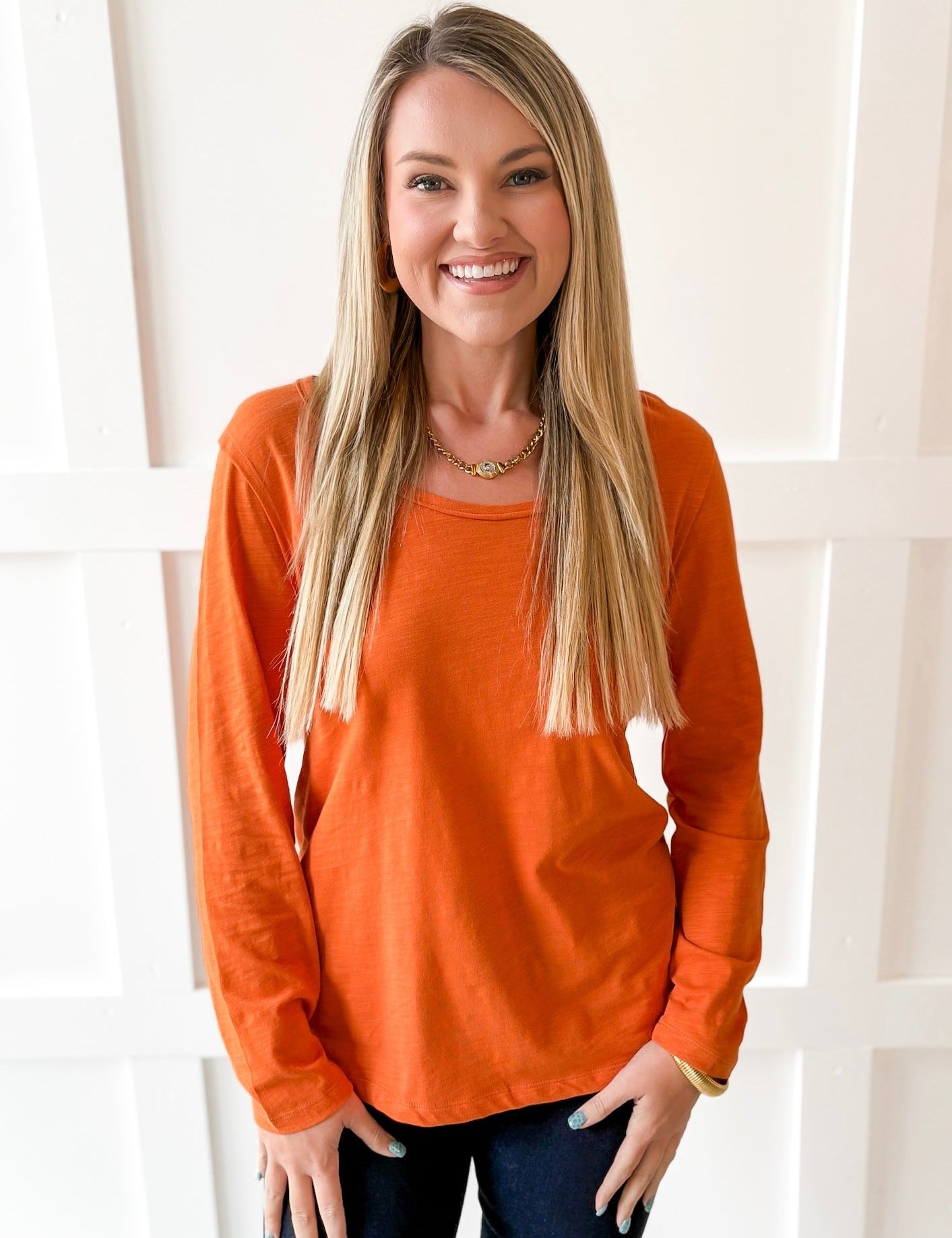 Cotton Slub Pocket Tee -Rust