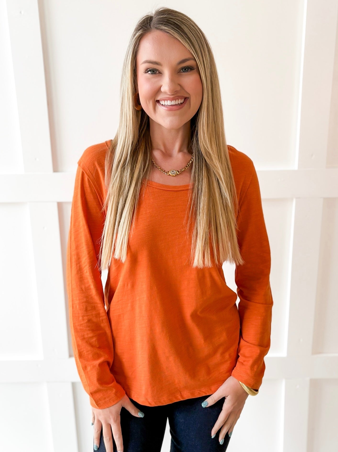 Cotton Slub Pocket Tee -Rust
