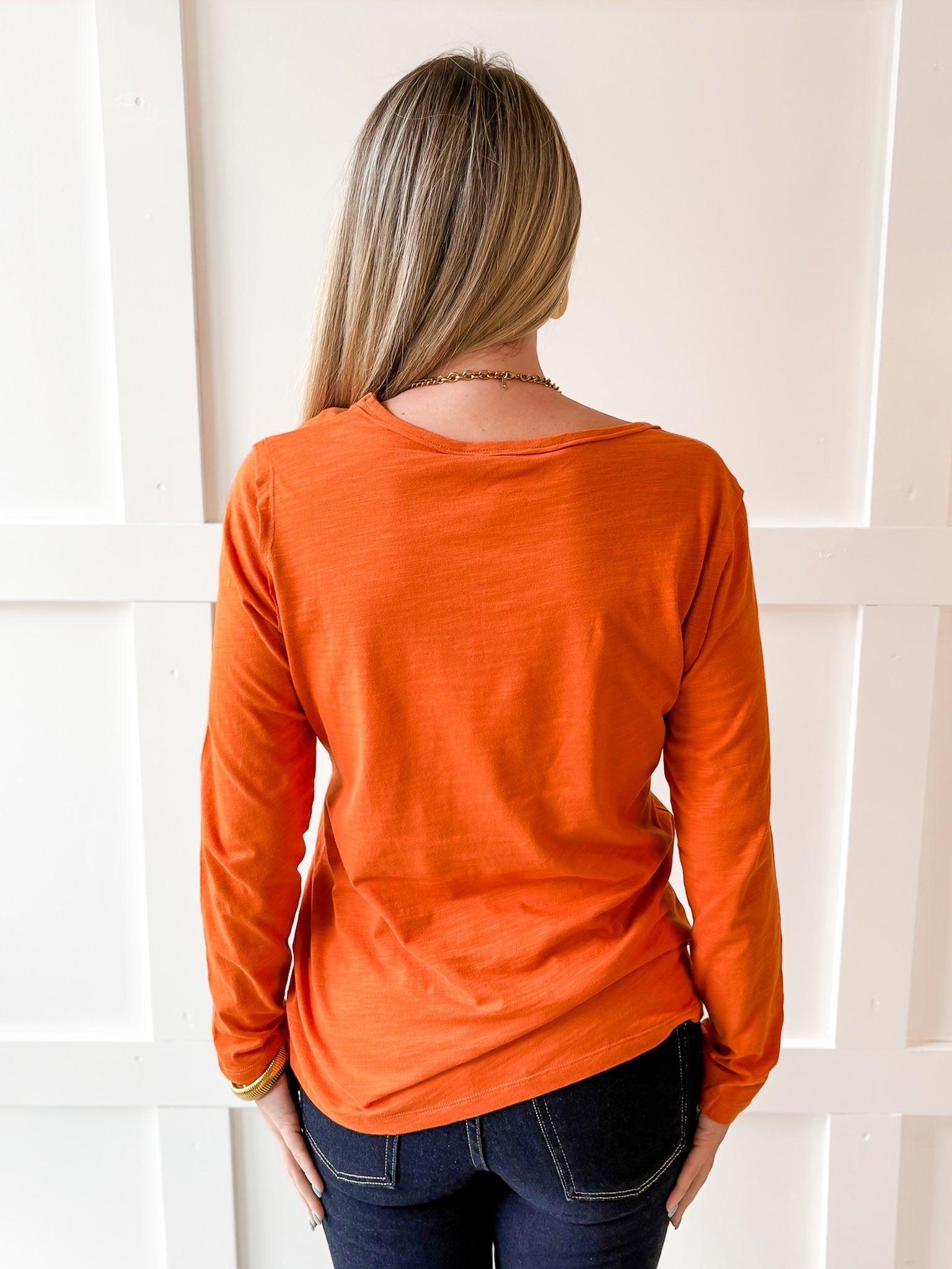 Cotton Slub Pocket Tee -Rust