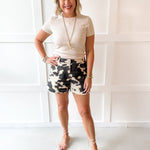 Cow Print Shorts - Ecru