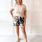 Cow Print Shorts - Ecru