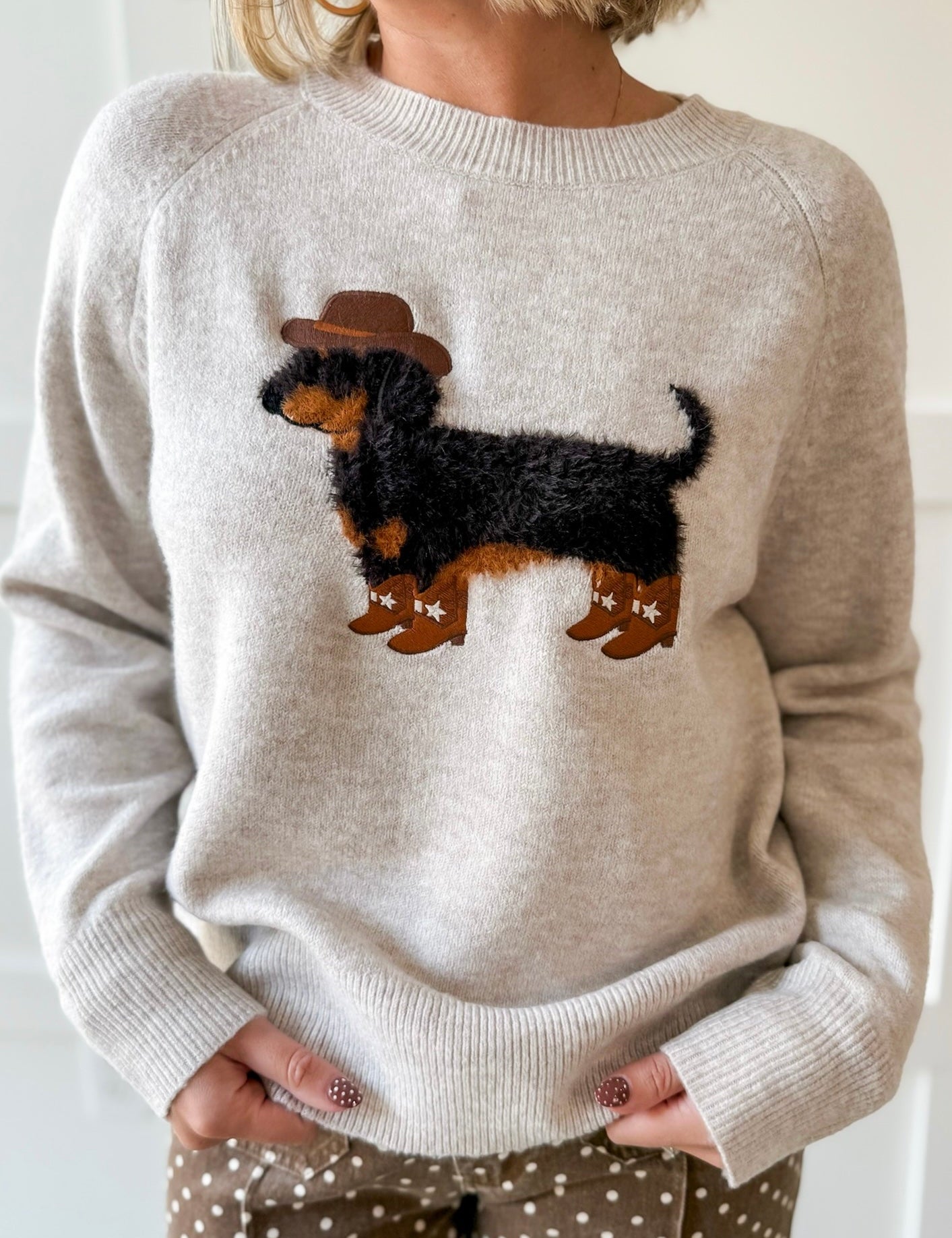 Cowboy Dachshund Graphic Sweater
