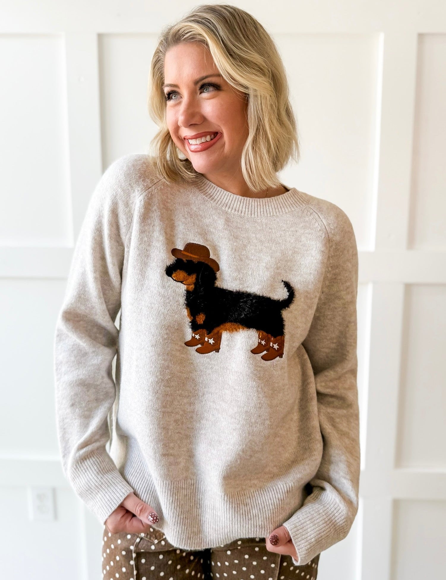 Cowboy Dachshund Graphic Sweater