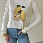 Cream Lemon Graphic Sweater