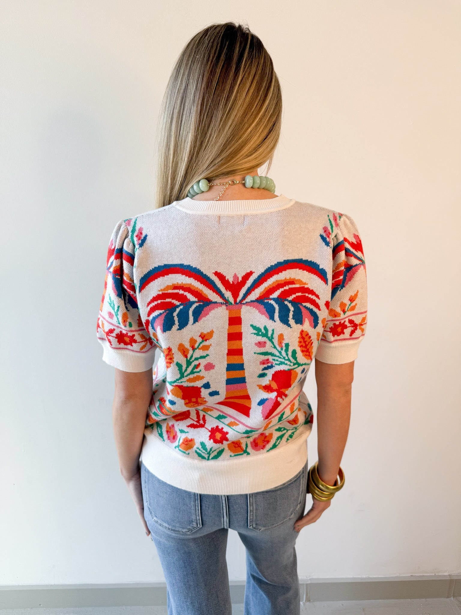 Cream/Multi Knit Top