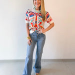 Cream/Multi Knit Top