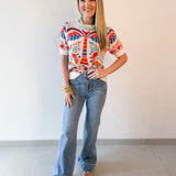 Cream/Multi Knit Top