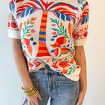 Cream/Multi Knit Top