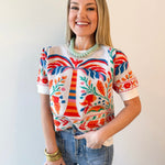 Cream/Multi Knit Top