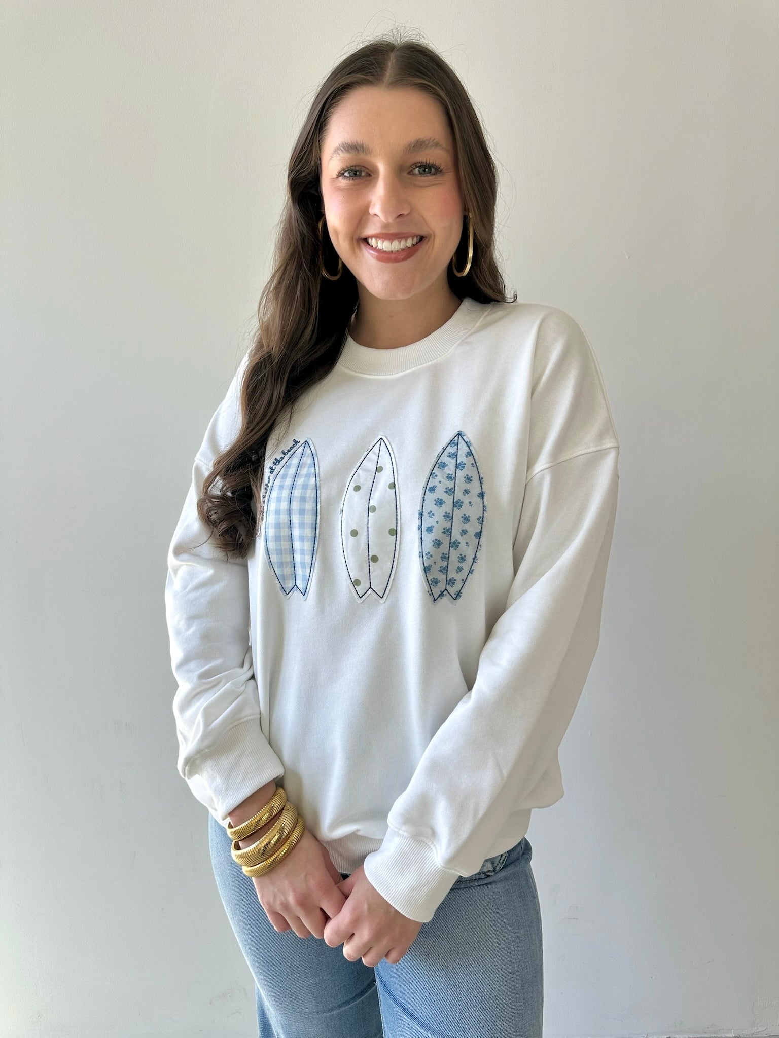 Crew Neck Boat Patchwork Sweatshirt