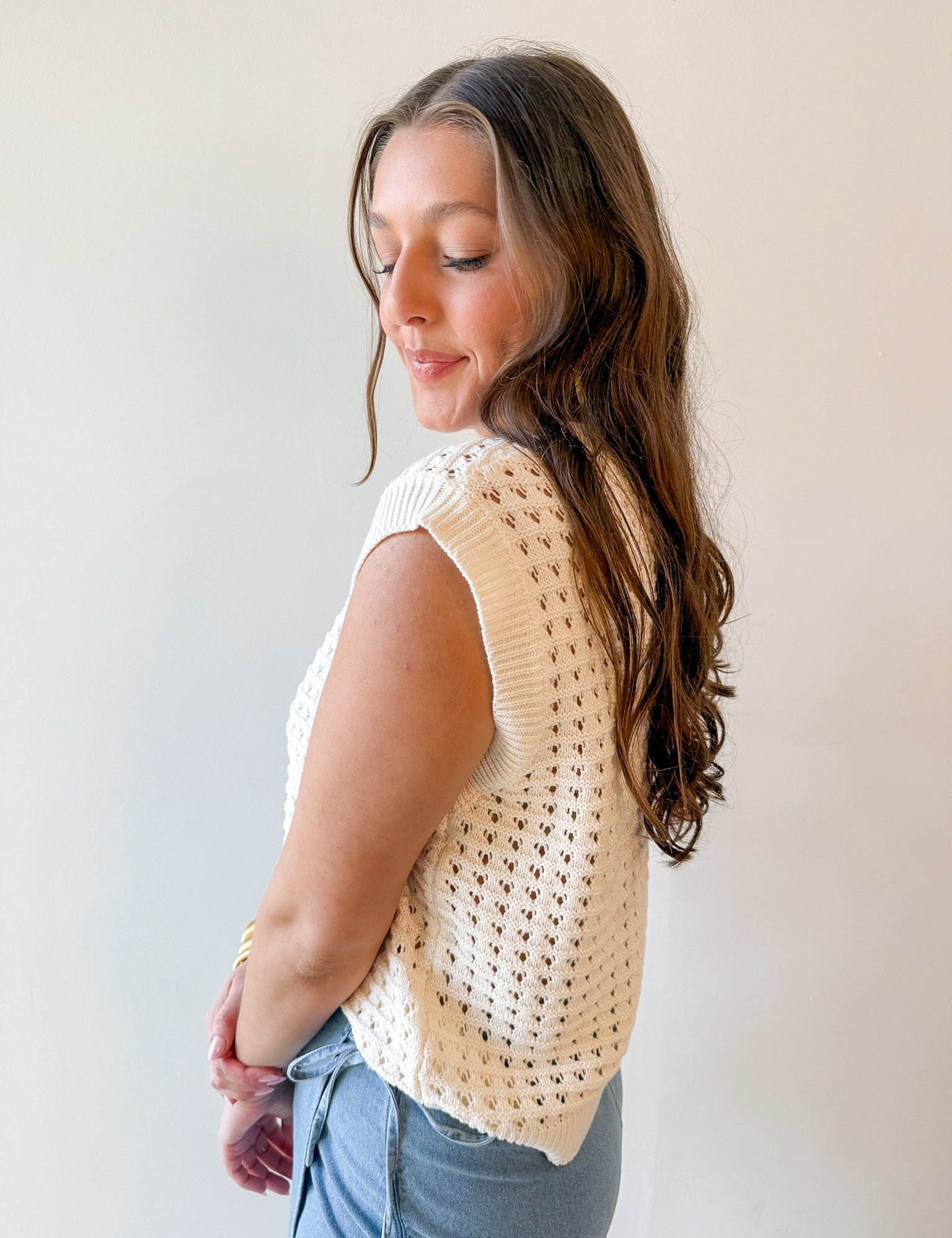 Crew Neck Knit Sweater Vest