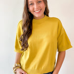 Crew Neck Knit Top -Mustard